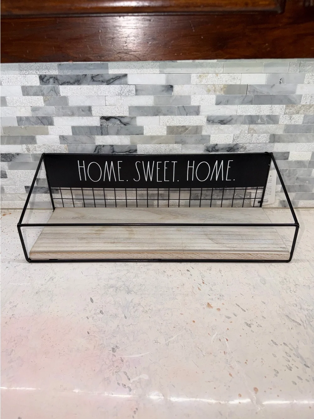 Rae Dunn HOME SWEET HOME Black Metal & Wood Wall Shelf
